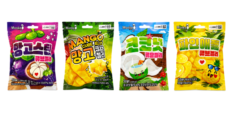 Monkey Cube Jelly 50g — Coconut, Mango, Mangosteen, Pineapple