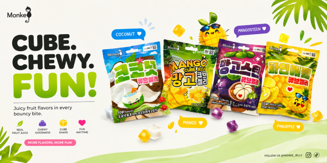 Colourful Thai fruit gummies with real fruit content