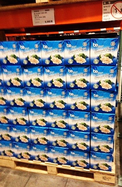 be™ coconut chips displayed at Costco retail store