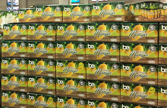 be™ dried mango displayed at Costco retail store