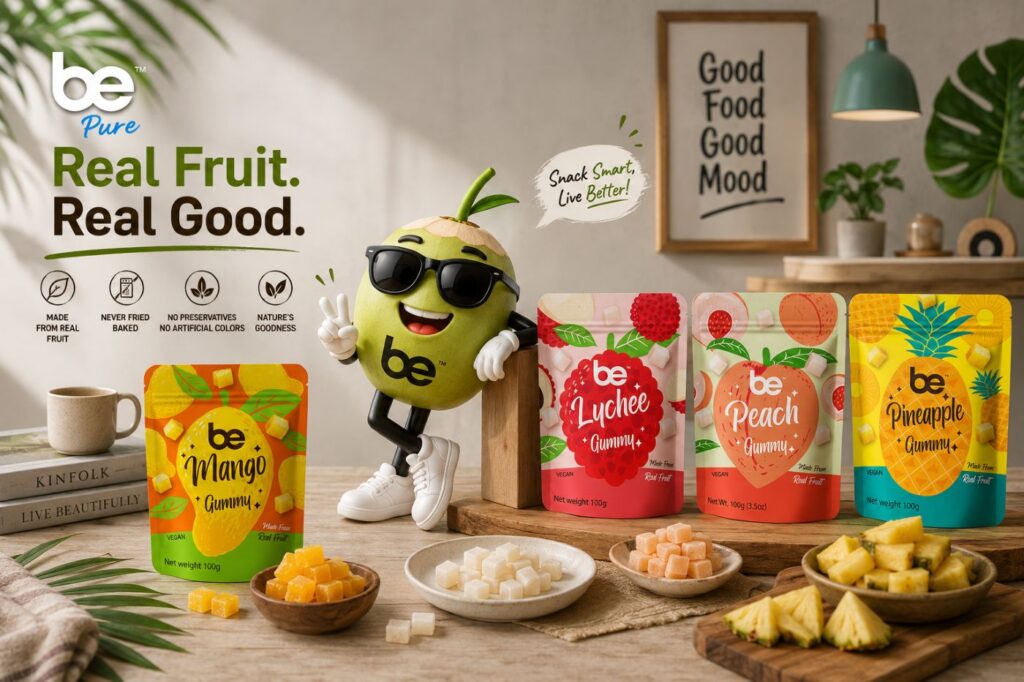 BE tropical snacks and fruit gummies from Thailand