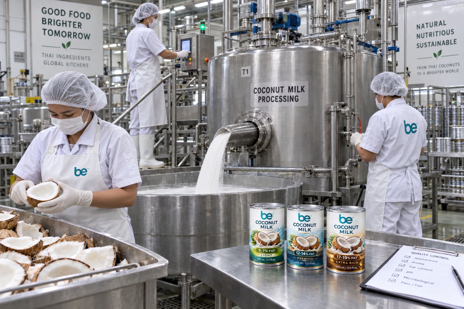 Coconut milk production line in Thailand for export and private label manufacturing